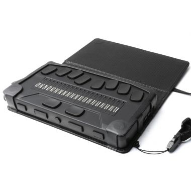 Image of the Brailliant BI 20X case with the flap open